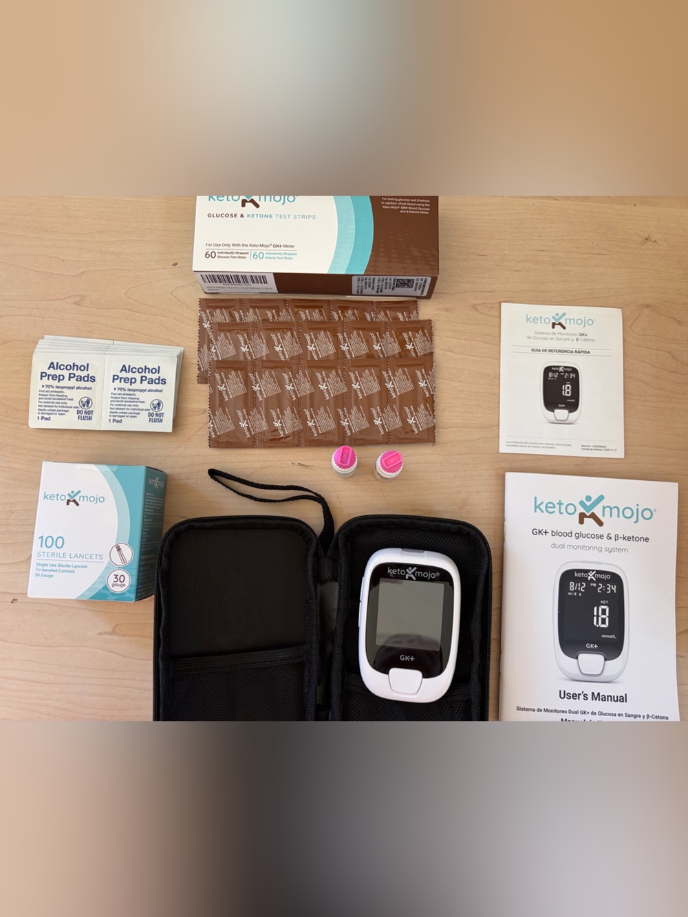 Keto Mojo GK+ Blood Glucose & Ketone Meter Kit - White